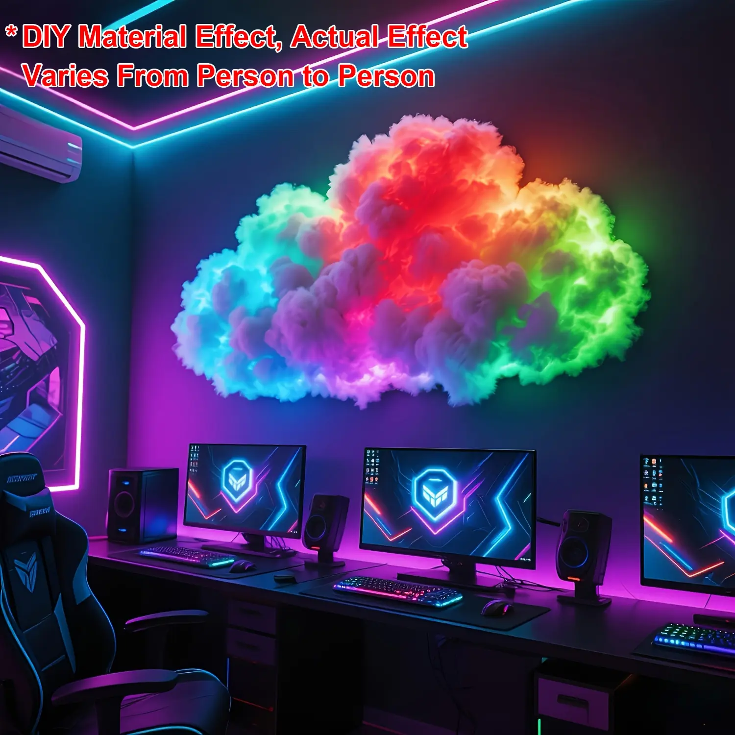LED Cloud Light with Music Rhythm,DIY Night Light for Bedroom & Gaming Room-USB Powered,Perfect for Christmas Gifts,Party,Decorative Atmosphere Light,Decorative Lighting (Clouds Need To Be Shaped By Oneself or As Desired)