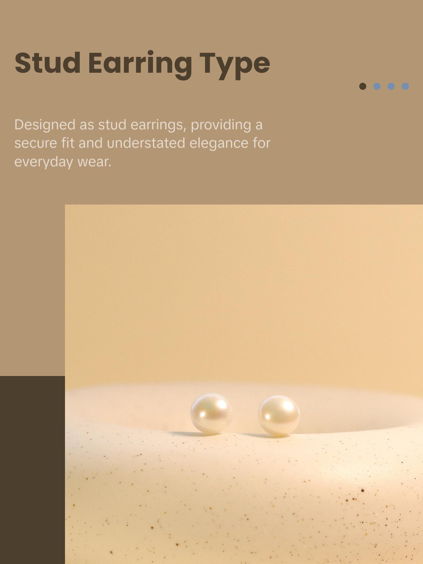 White Freshwater Pearl 10mm Stud Earrings, 925 Sterling Silver, Minimalist Earrings for Daily Wearing