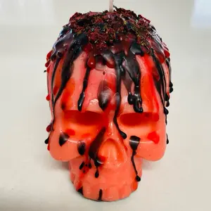 Hand-Dressed Red Skull Ritual Candle – Spirit Work, Transformation & Power