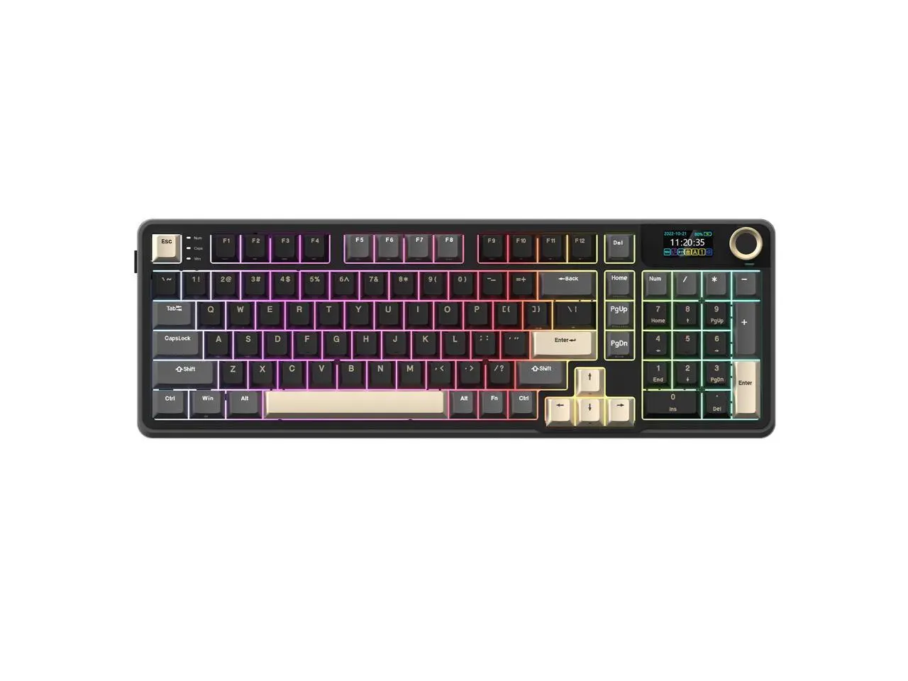 Rosewill Neon S96 Wireless Mechanical Gaming Keyboard, 98-Key Layout w/ Volume Knob, Bluetooth / 2.4GHz / USB-C, Hot-Swappable Red Switches, RGB Backlit, 3750mAh Battery, Windows & macOS, Black