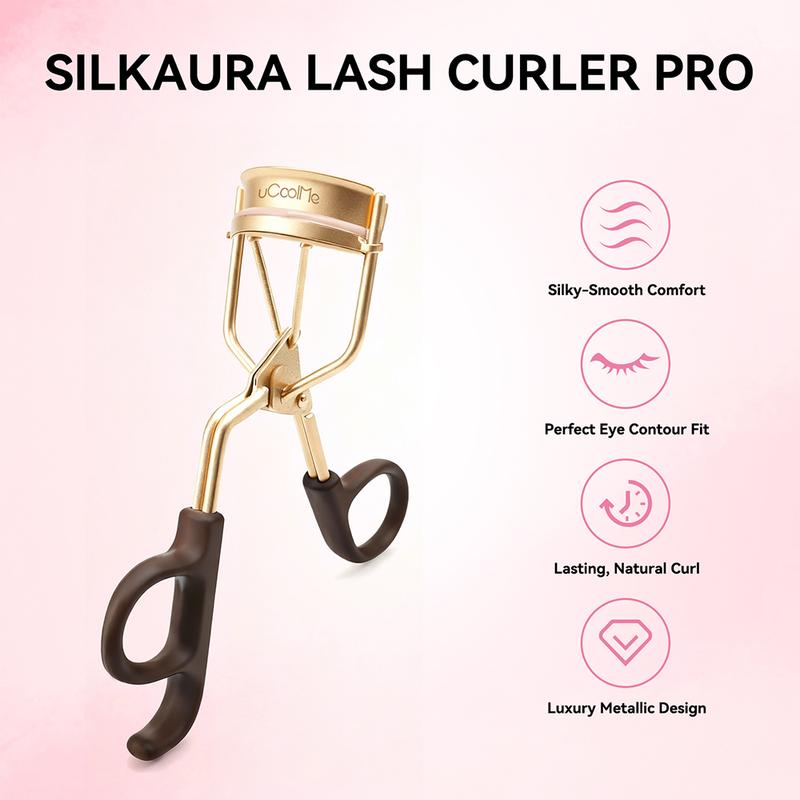 uCoolMe Silkaura Lash Curler Pro Silky Smooth Comfort Perfect Eye Contour Fit Lasting Natural Curl Luxury Metallic Design TikTokShopBlackFriday