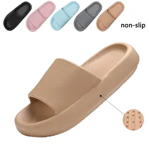 Cloud Comfy Thick Soft Slides for Women Men - Non Slip Water Resistant All Season Slippers Sandals | Stylish Solid Color House Bathroom Footwear