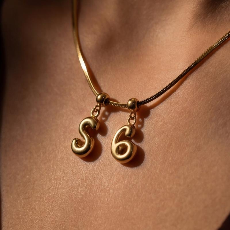 ZEGL Initial Lucky Number Necklace Personalized  Charm  for Women and Men- 18K Gold Plated 46cm Chain with Interchangeable Initials & Numbers Valentine's Day Gift for Her Customizable Fashion Signature