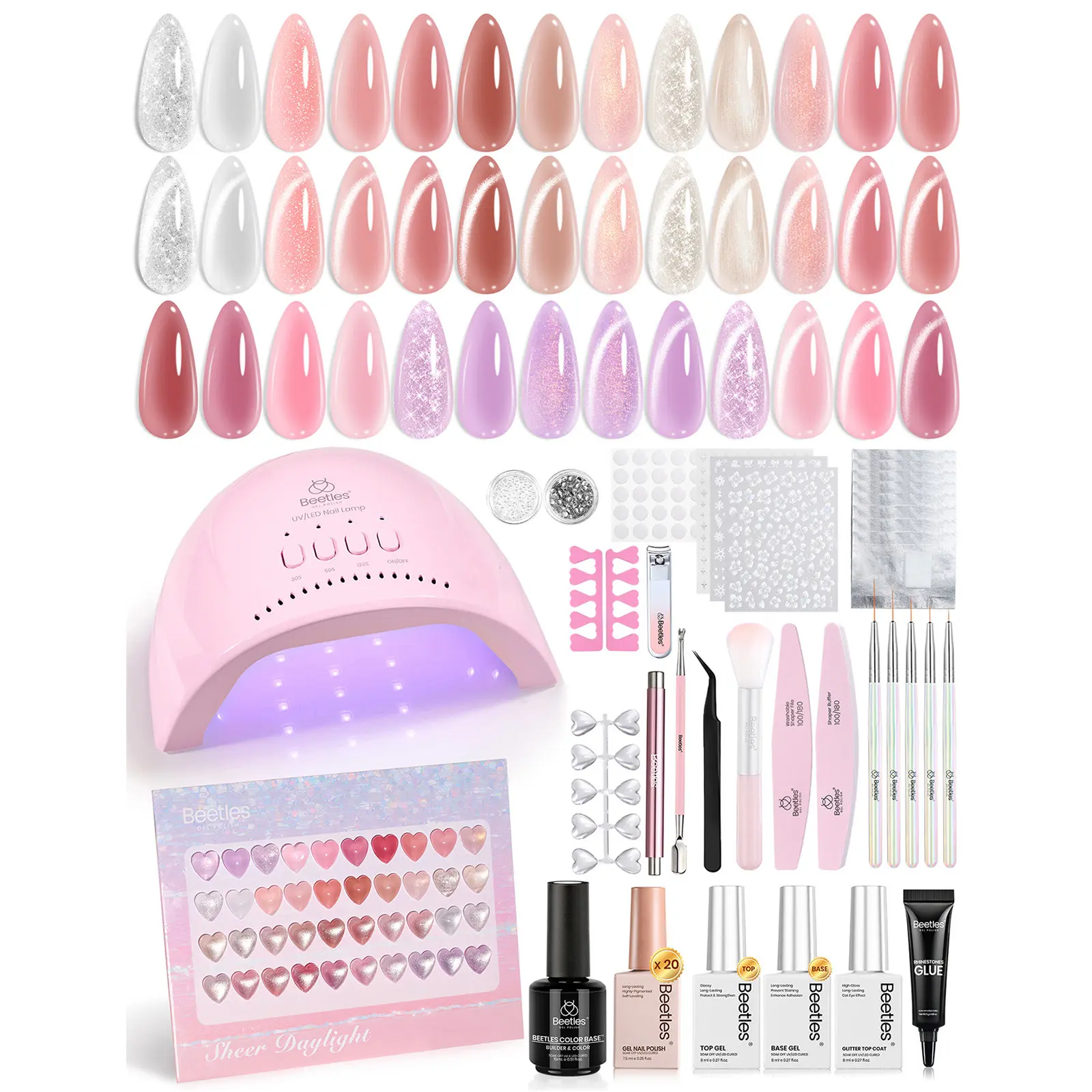 Beetles Gel Nail Polish Kit -20 Color Gel Nail Polish Set Nails Kit with Top Base Coat, Nails Art Tools Kit Diverse DIY Women Teens Girls Gifts