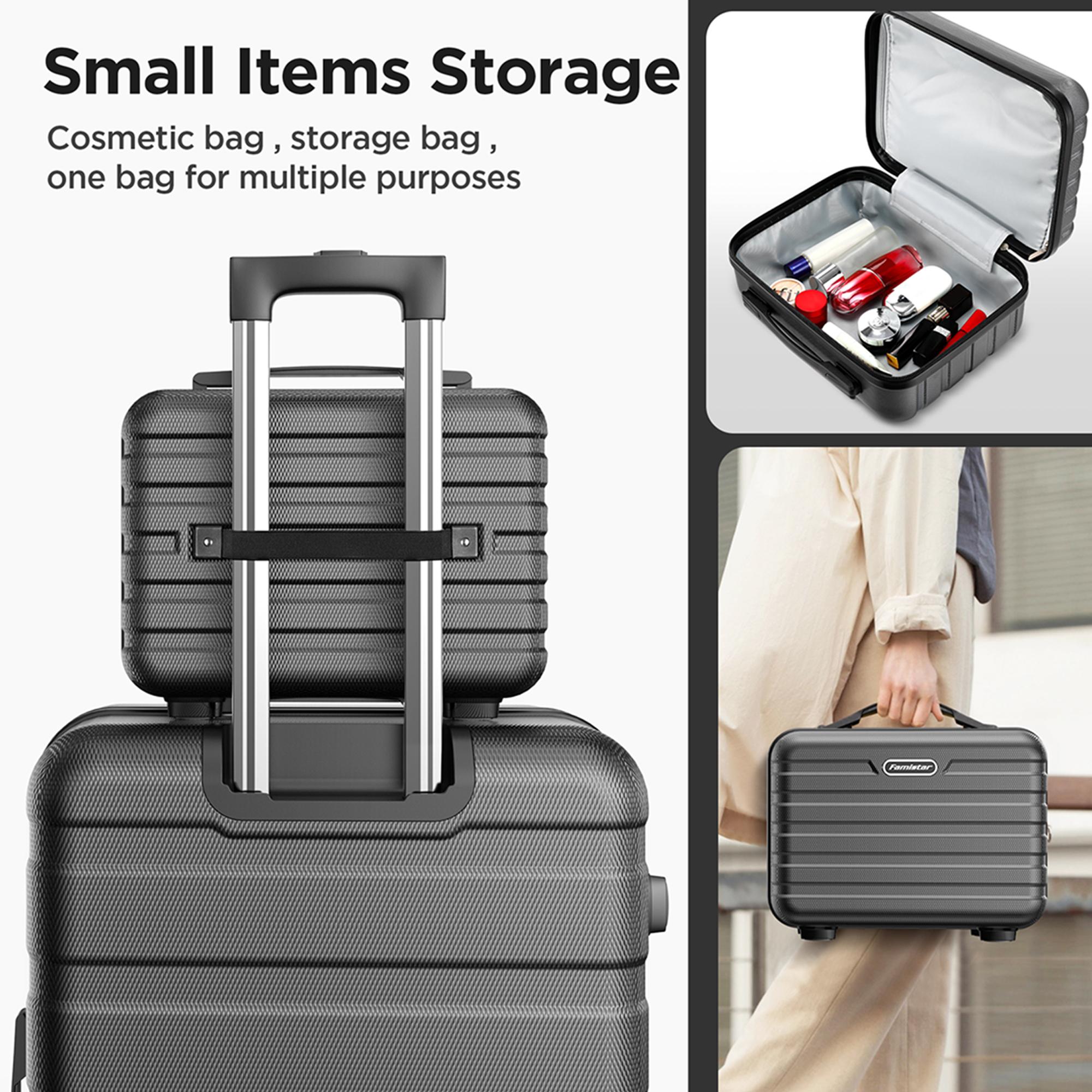 Famistar 11-Piece Luggage Set 4 Hard Shell Suitcases with Spinner Wheels & 7 Toiletry Bags Lightweight 100% ABS Construction Combination Locks Included