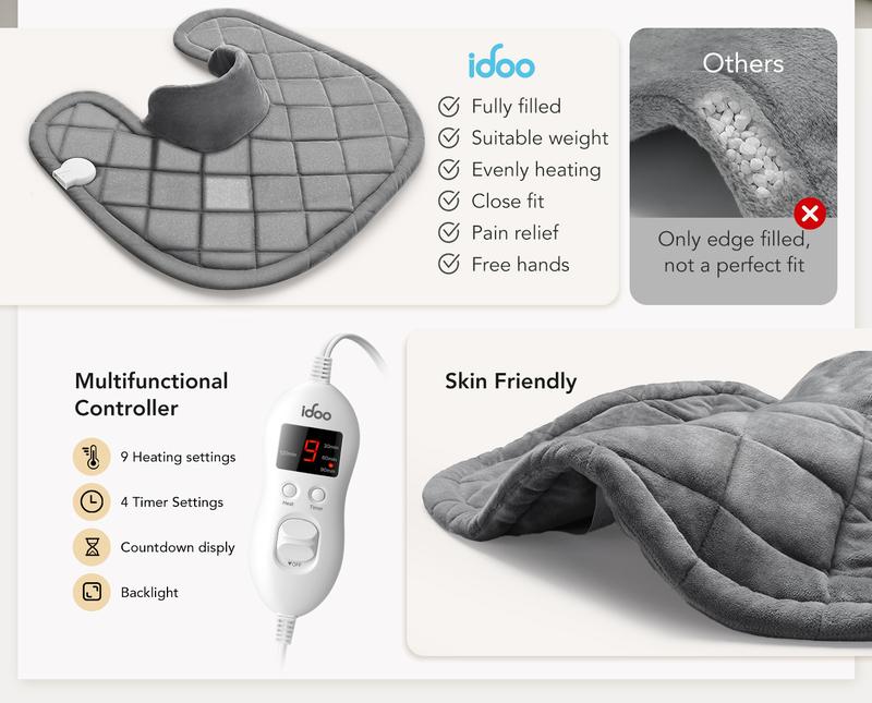 iDOO Heating Pad | Valentines Day Gift | Perfect Gifts for Her Women Men Elderly | 3 Sizes (24x37 XXL King/24x33/21x22) | Soothing Heat Therapy for Fast Neck, Shoulder & Back Pain Relief