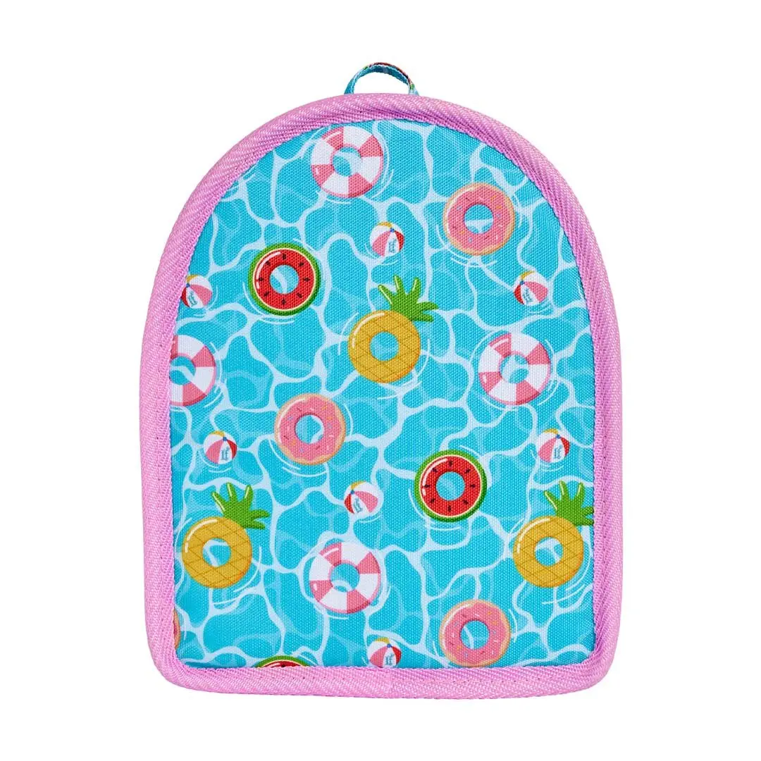 Loungefly Pool Day Light-Up Bag Organizer Insert - Nylon Travel Organizer for Mini Backpacks, 7.5” w x 9” h x 4” d, Collapsible Pockets, Utility Loop, Strap for Bag Organization, Light-Up Feature, Lobster Clip, Pool Day-Themed