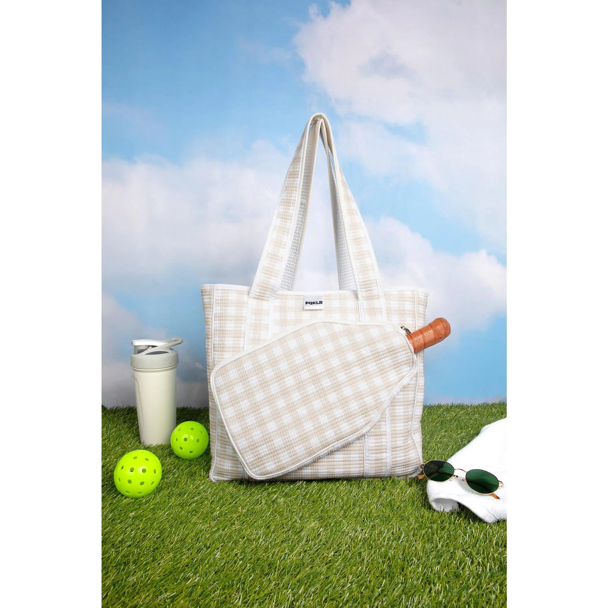 Pickleball Bag - Beige Gingham