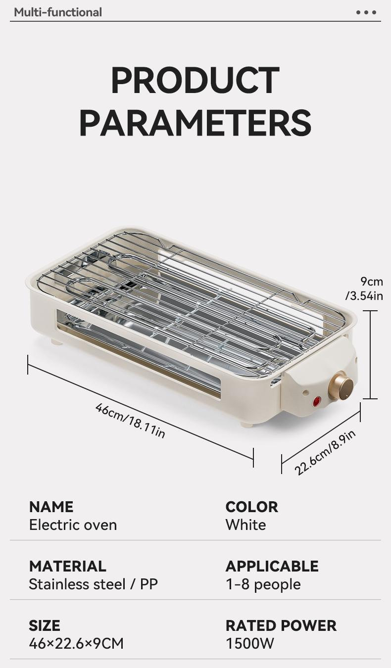 TANLOOK 1500W Electric Korean BBQ indoor Grill – Smokeless Non-Stick Grill with Removable Plates & Temp Control, Compact All-Purpose Tabletop Griddle, with Clip & Brush