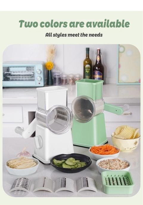 ONAIL Rotary Cheese Grater with Handle, 5+1 Six Well-Designed Blades, Strong Suctuon Cup Base, Kitchen Springtok Utensils Springtok