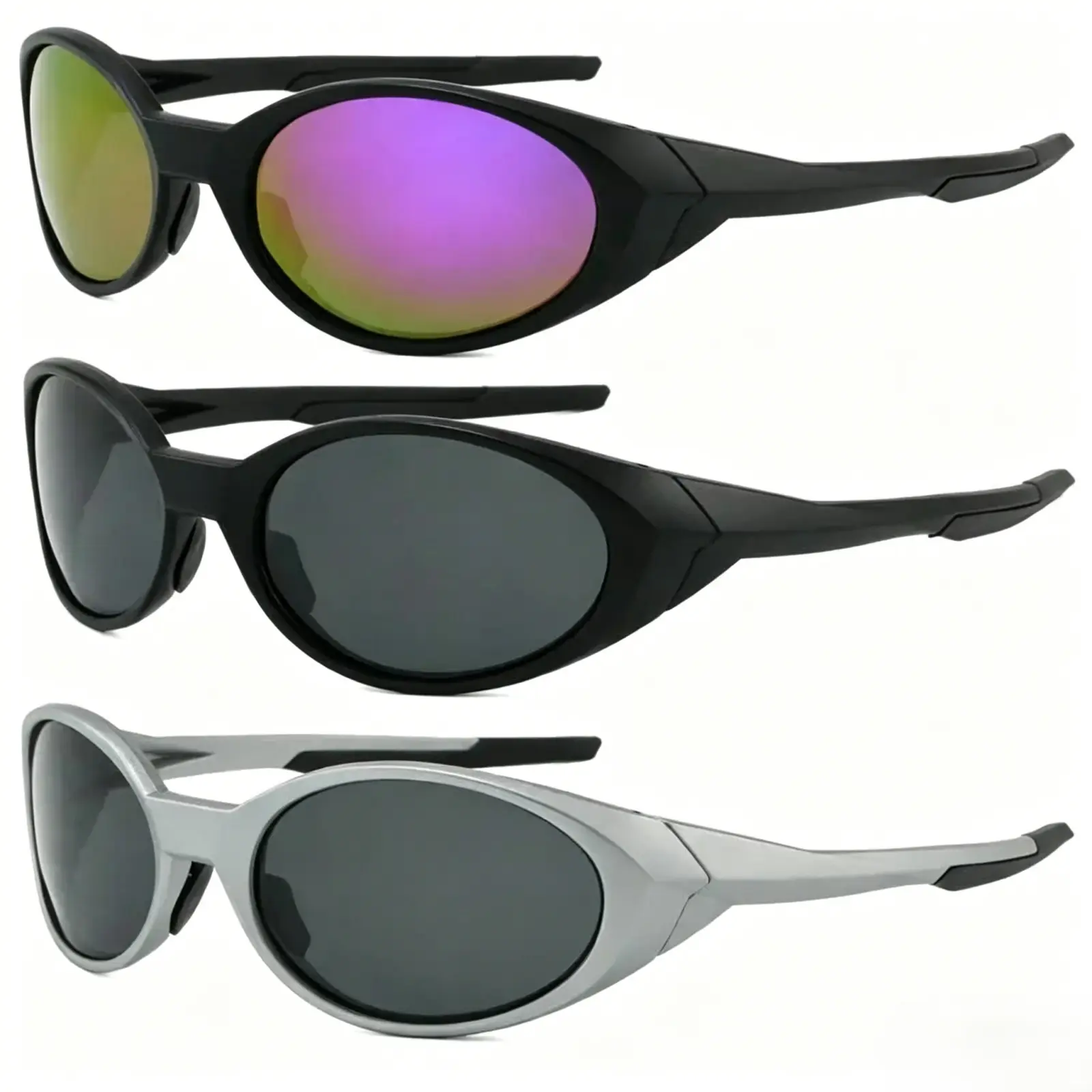 Unisex Stylish Polarized Outdoor Sunglasses - Futuristic Wraparound Sport Shades with UV400 Protection, Retro Athletic Eyewear for Cycling, Running, Comfortable All-Day Performance Fit, LED Light Blocking Stickers, Stylish Sunglasses, Sunglasses For Women