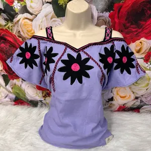 Blusas típico tela alemana suave con bordado de flores  Blouse