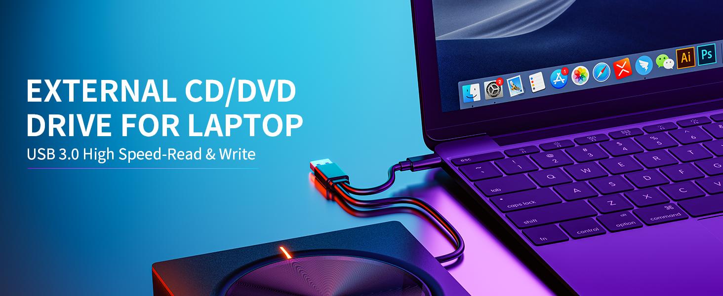 【Mother's Day Gift】Retro Choice-External Laptop DVD Player USB C 3.0 Portable CD Burner - Compatible with Mac, Windows 11/10/8/7, Ideal for Bringing Back Memories,Christmas gift