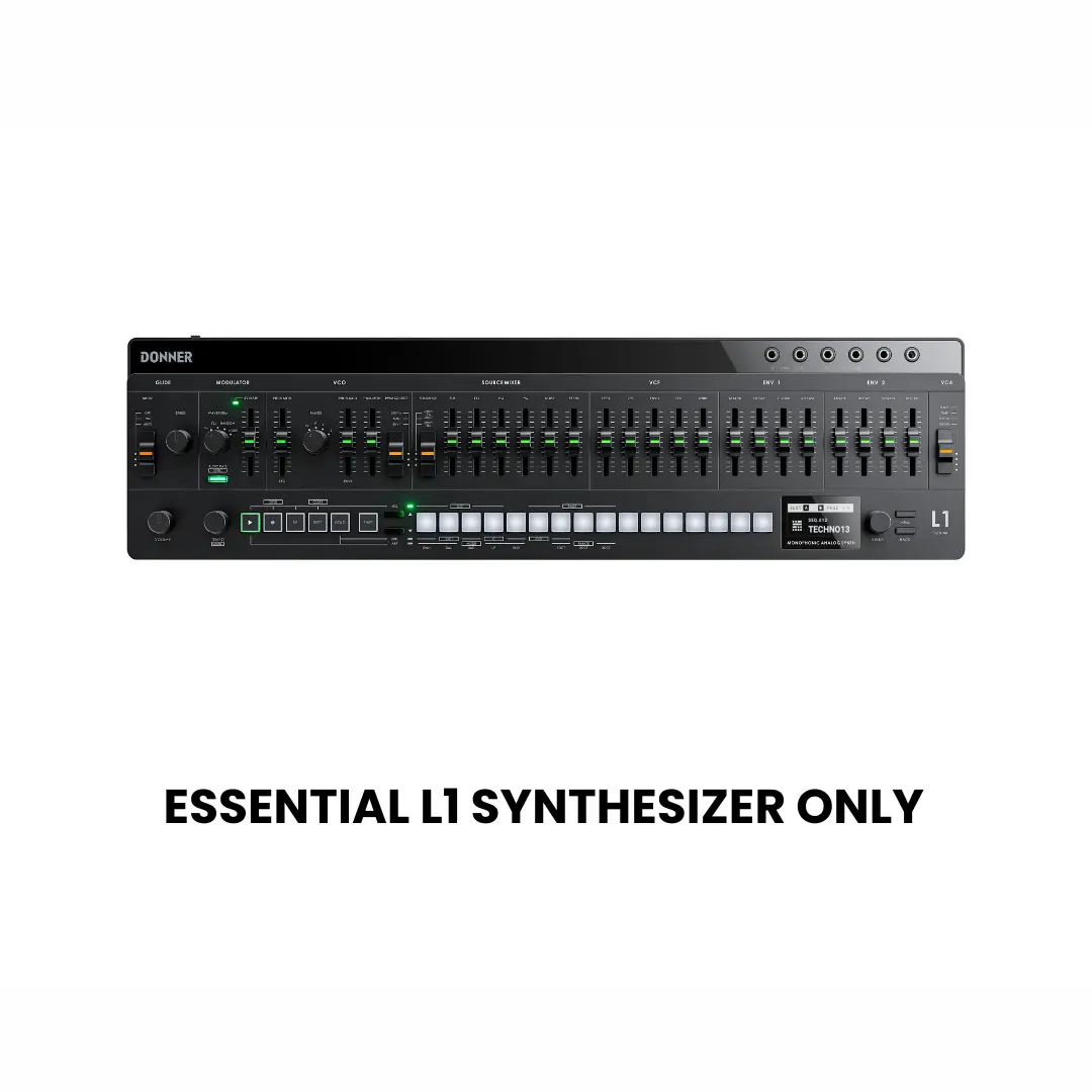 Donner Essential L1 Monophonic Analog Synthesizer - Portable Musical Instrument with OLED Display, 3109 Low-Pass Filter, 3340 VCO, 5-Mode Arpeggiator, Drone Mode, Snap2Connect, Magnetic Docking, <900g, 30mm High, Manufacturer Warranty for Musical Creation