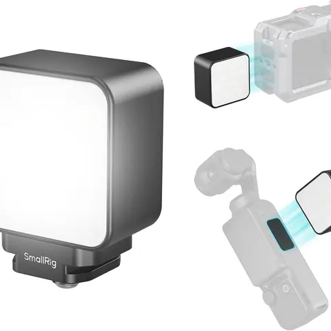 SmallRig Magnetic Mini LED Video Light for Action Cameras, 3000K-6000K, 500mAh Battery, for DJI OSMO Action 6/5Pro/4/Pocket 3/Nano, for GoPro Light, for Insta360 Ace, for Xtra Muse Accessories- 5446, Action Camera Mount, Fill Light Attachment