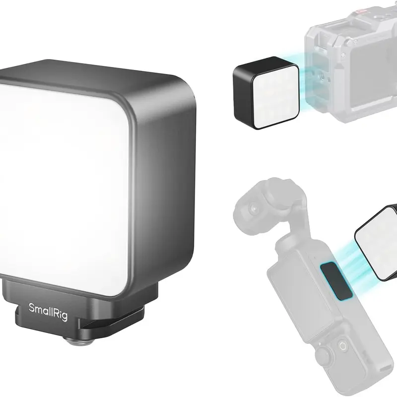 SmallRig Magnetic Mini LED Video Light for Action Cameras, 3000K-6000K, 500mAh Battery, for DJI OSMO Action 6/5Pro/4/Pocket 3/Nano, for GoPro Light, for Insta360 Ace, for Xtra Muse Accessories- 5446, Action Camera Mount, Fill Light Attachment
