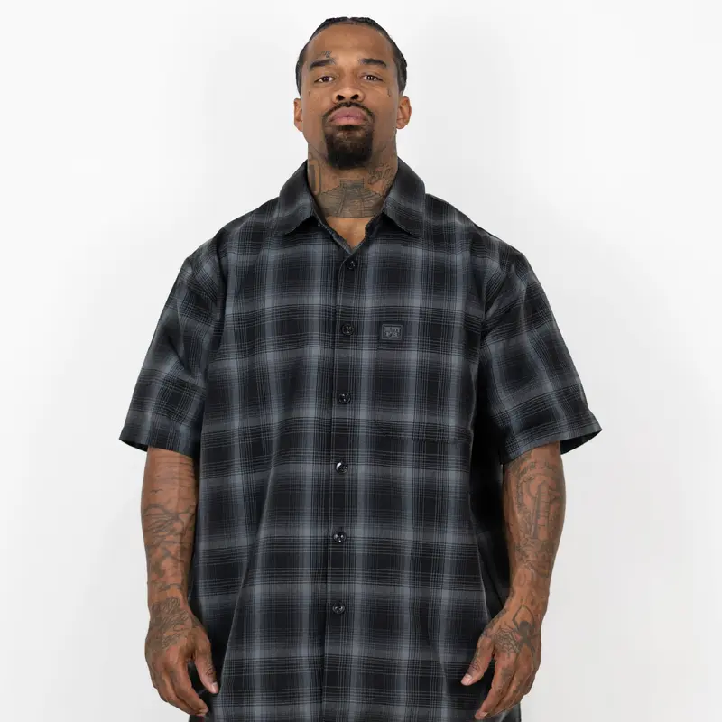 FB County Short Sleeve Checker Flannel Shirt Plaid Casual