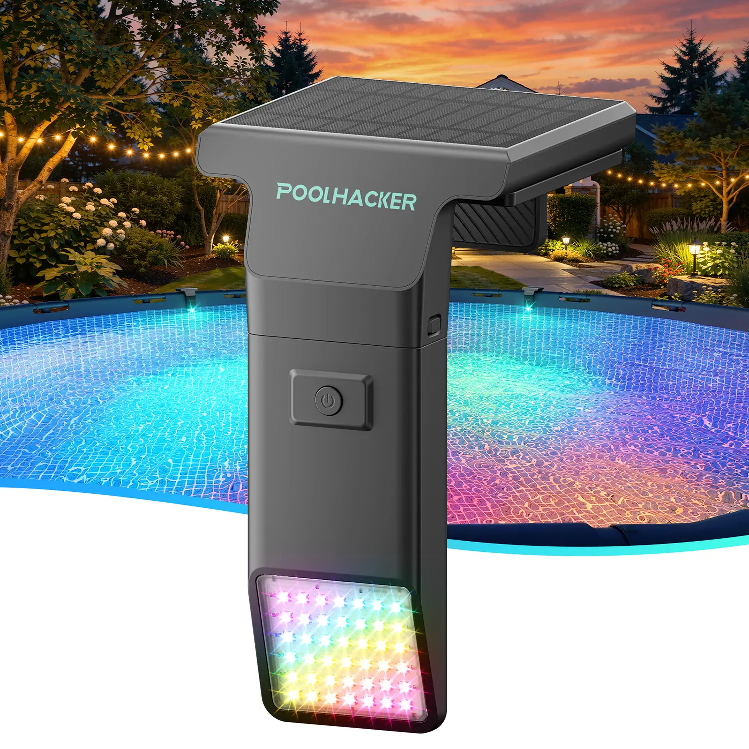 Poolhacker Poolside Solar light, for Inground & Above Ground Pool,Submersible Pool Lights with Remote, Waterproof Design (Black, 1 Pack)Decorative Lighting