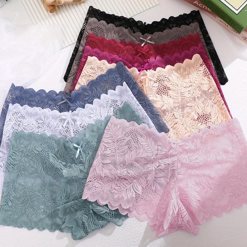 FINETOO Women’s 8-Pack Sexy V-Waist Lace Cheeky Panties – Soft, Elegant, Comfortable Boyshort Underwear,S-XL