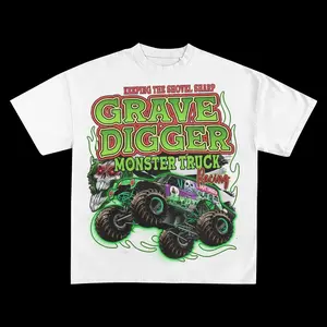 Gildan Youth & Adult Grave Digger Monster Truck T-Shirt, Soft Cotton Vintage Style Graphic Tee, Classic Monster Jam Fan Shirt, Made In USA