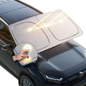 NeoAuto 2 Packs Graphene Car Windshield Sun Shade Car Sun Shade for Windshield with Heat Absorption Coating Foldable Design with UV Protection to Keep Your Car Interior Cooler Silver (Large-61 × 32 in)