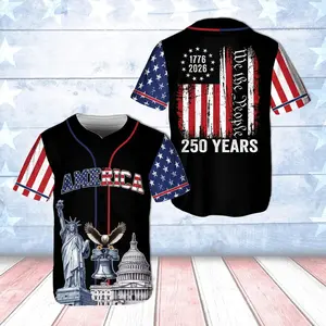 America 250 Years Baseball Jersey, 1776–2026 Semiquincentennial Patriotic Jersey, We The People Eagle Statue of Liberty 4th of July Jersey