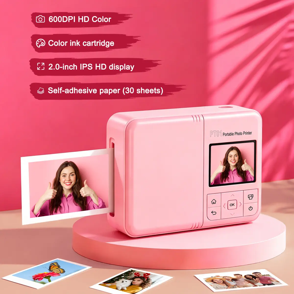 CAMKORY Photo Printer & Sticker Printer 600DPI High-Definition Color Printing Supports Mobile Phone Wi-Fi Connection Printing.