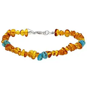 JTV Orange Amber Nugget Sterling Silver Bracelet