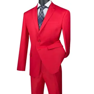 Red 2-Piece Slim Fit Suit with Notch Lapel