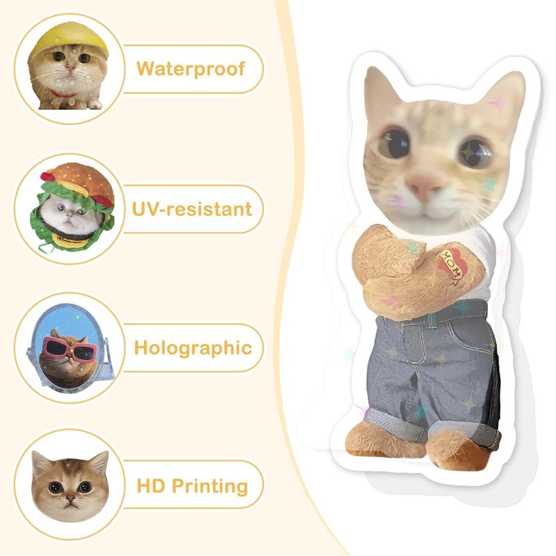 100 Pcs Funny Cat Stickers Cute Cat Meme Stickers for Adults Kitty Vinyl Waterproof Stickers for Water Bottles Laptops Phone Luggage Guitar