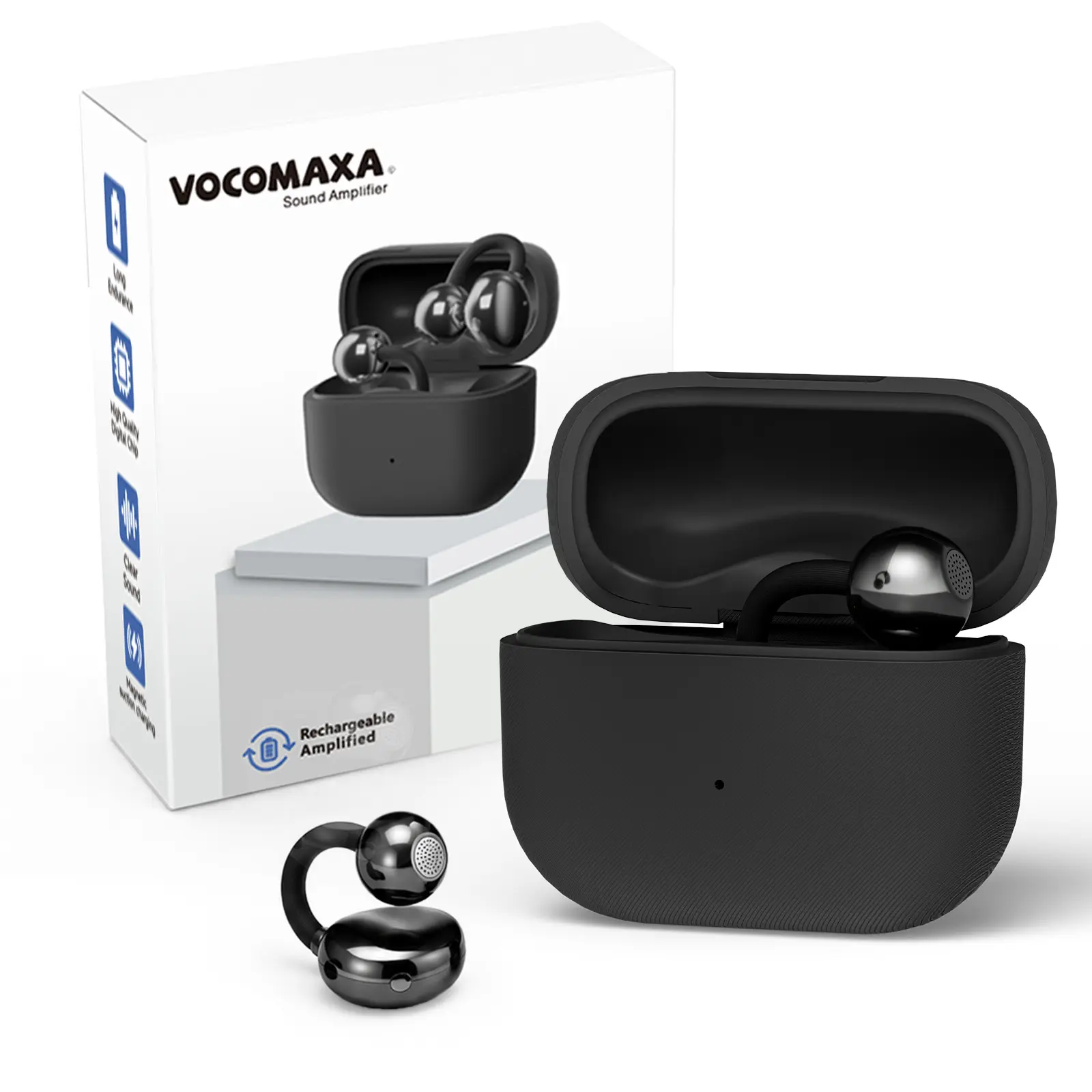 Hearing aids for seniors; rechargeable hearing aids with noise reduction and volume control; hearing amplifiers for adults with hearing loss; portable behind-the-ear hearing aids