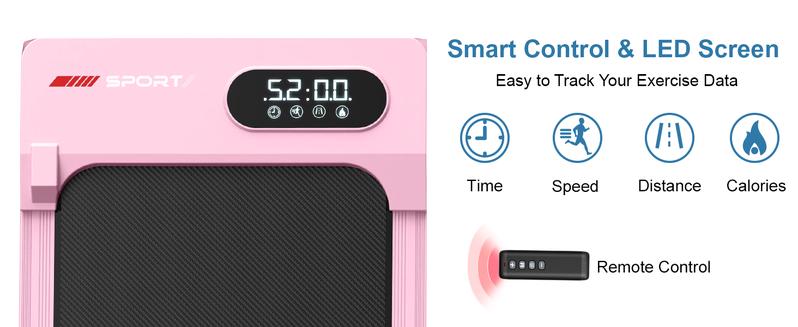 Walking Pad with 5% incline, 0.6-5Mph, Under Desk Treadmill Portable for Office & Home, Wide Running Belt, Remote Control, LED Display, 300 Lb Capacity