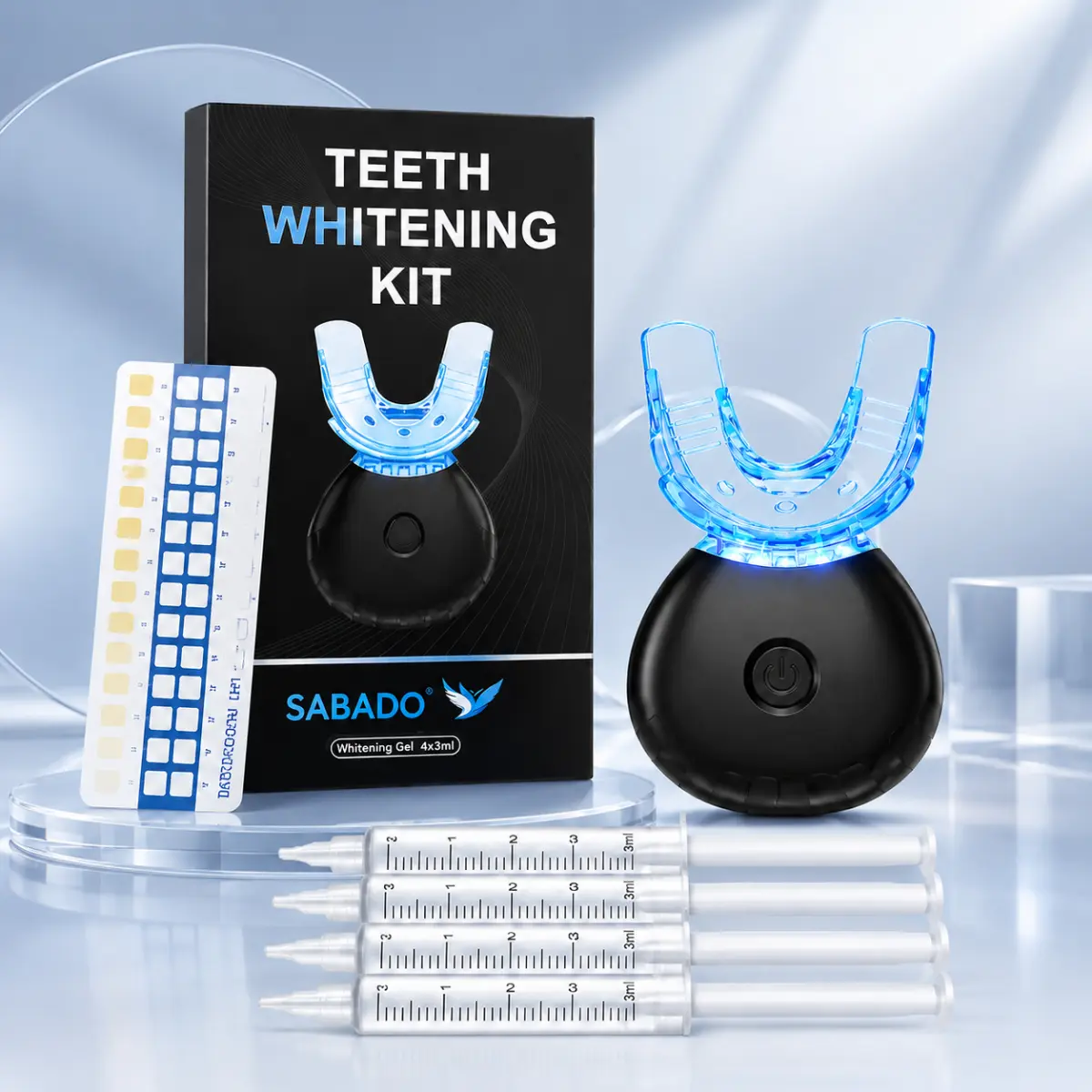 At-Home Teeth Whitening LED Kit, 35% Carbamide Peroxide Gel (4 Syringes), LED Accelerator Light, 20+ Treatments for Coffee & Wine Stains, purple teeth whitening,whitening strips teeth,teeth whitening products,teeth strips whitening