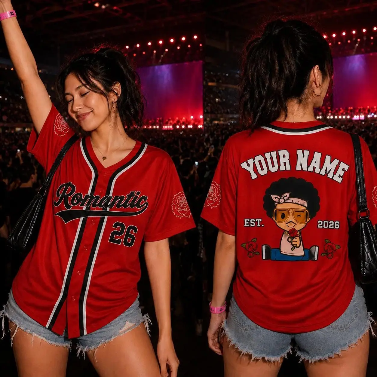 Romantic Concert Baseball Jersey Custom Name Number Pop Music Fan Shirt 2026