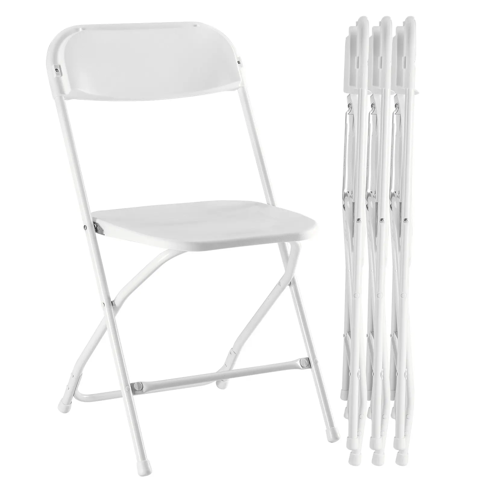【Summer Sale】Sweet Furniture S - Plastic Folding Chairs with 330-Pound Capacity, Sturdy Metal Foldable Chairs, Easy to Use and Store