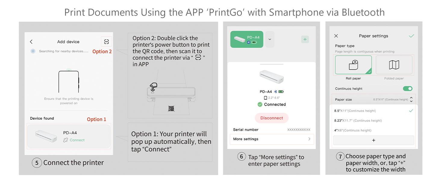 [JADENS] Portable Printers Wireless for Travel, PDA4 Printer Support 8.5" X 11" US Letter, Bluetooth Thermal Printer Compatible with Phone & Laptop