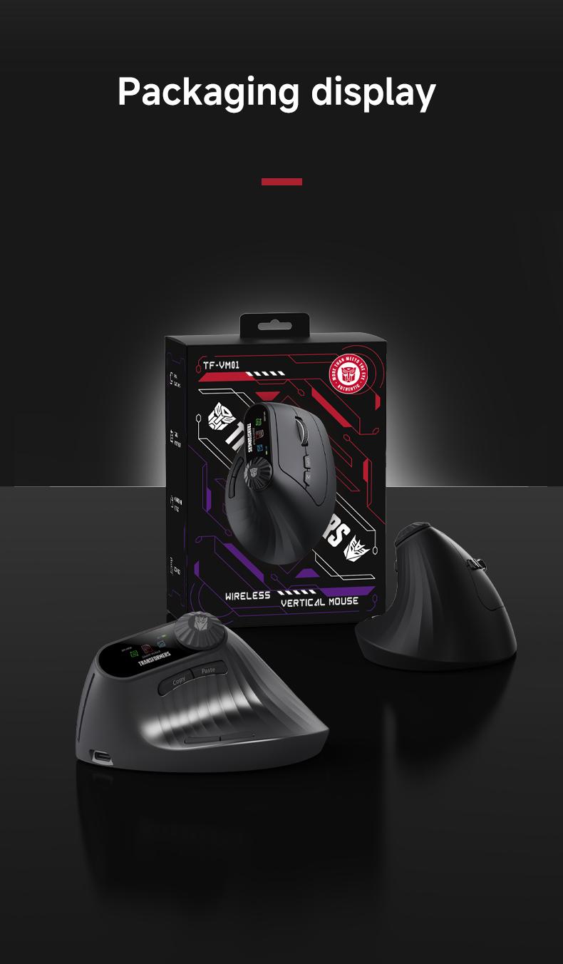 Transformers TF-VM01 Vertical Wireless Bluetooth Dual-Mode Silent Mouse for Medium & Large Hands Rechargeable Portable Ergonomic Design Black Efficient Performance Enhance Productivity TikTokShopHolidayHaul