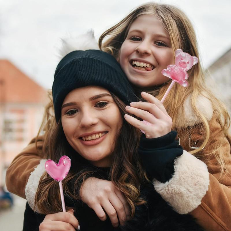 Candy Master MeCandy 4D Music Lollipop 4D design shaped in Bear, Strawberry, Dinasour, Love Heart Fruity Flavor,strawberry, white peach |sugar free singing lollipop