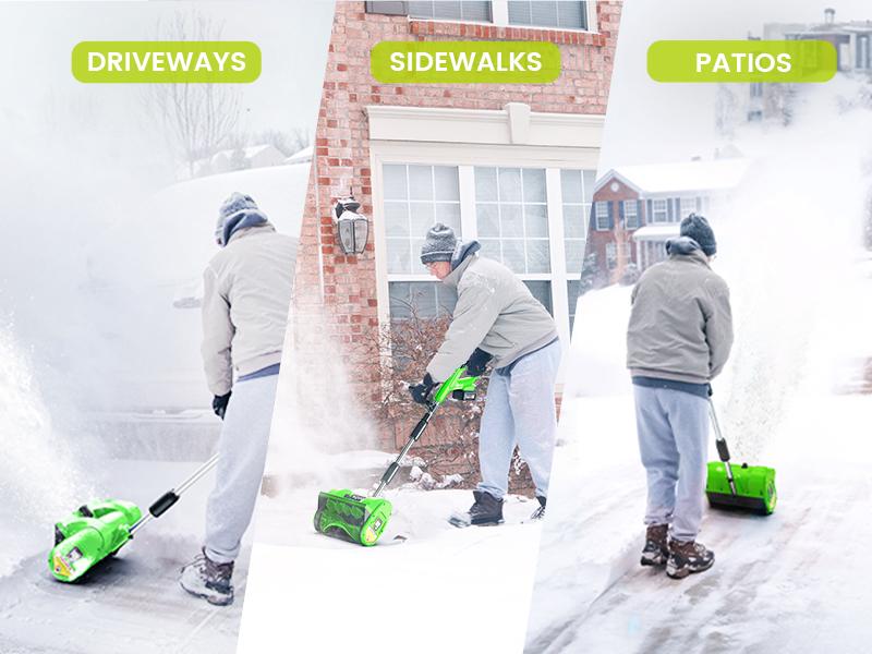 【The Final Sale!】Snow Shovel | ENHULK/Syvio 20V | 12-Inch | 4-Ah Cordless Snow Shovel with Directional Plate & Adjustable Front Ha