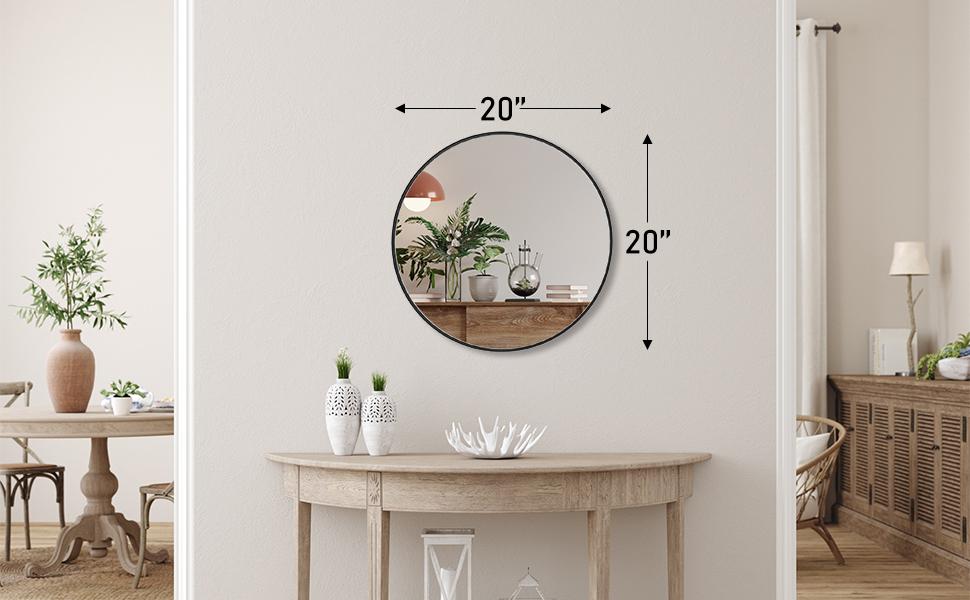 Round Wall Mirror, Bathroom Mirrors for Over Sink, Circle Mirror for Bathroom, Entryway, Bedroom, Vanity Decor