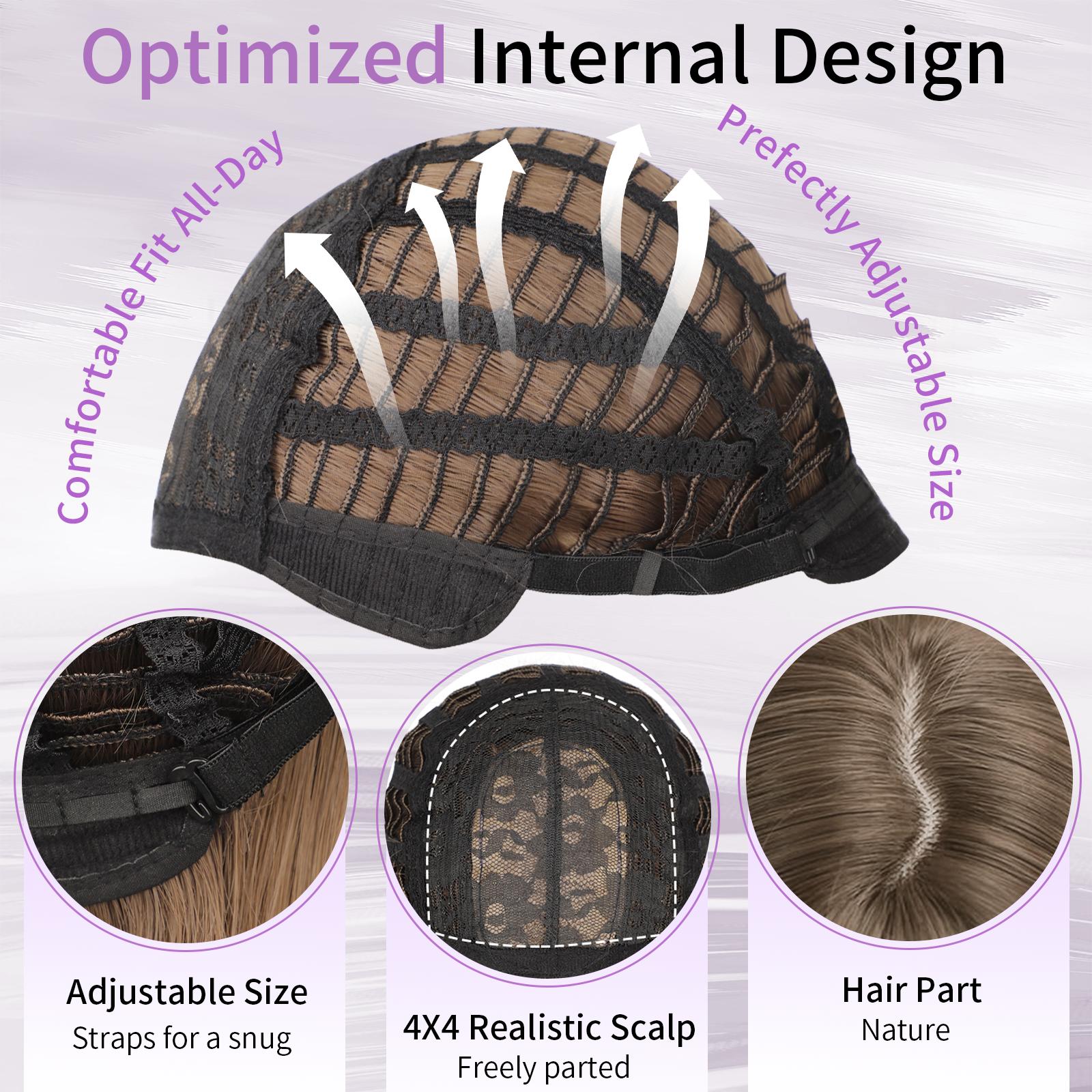 [ AISI HAIR ]Long Ombre Light Blonde Wig for Women,4x4 Realistic Scalp, Free Parting,Layered Hairstyle Synthetic Heat Resistant for Daily Party Use 26 inch