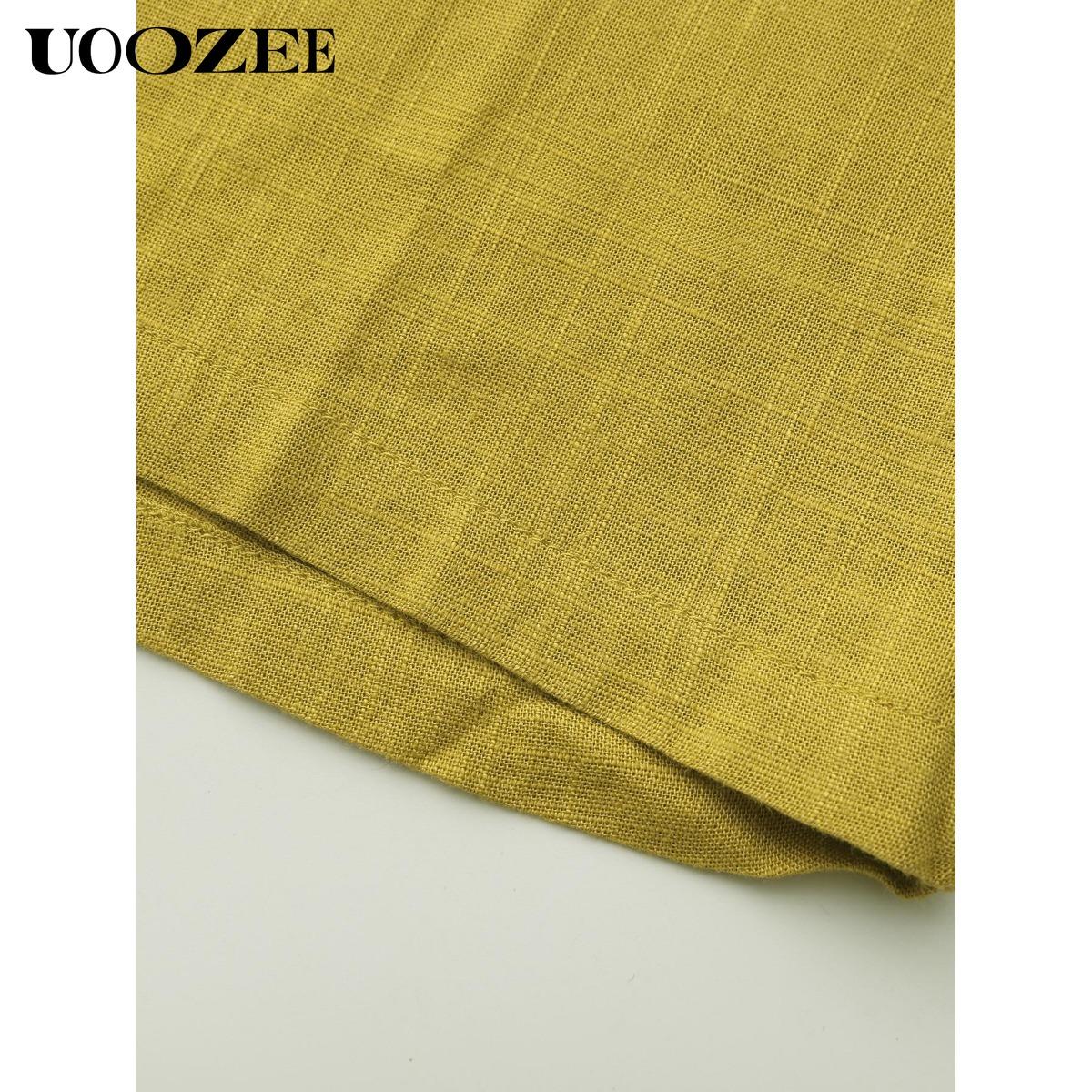 Women's Half Sleeve Loose Plus Size Long Skirt - Solid Color, Round Neck, Casual Summer Comfort, Daily Elegance, Linen Fabric, Comfortable and Breathable, Minimalist Chic Style (the size is too large, it is recommended to order a size smaller)