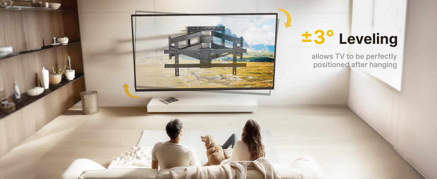 Long Arm TV Wall Mount for 43-95 Inch TVs, 42.5 Inch Extension, Swivel and Tilt, Full Motion, VESA 800 x 400mm, 132 lbs, 16',18' Studs