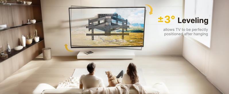 Long Arm TV Wall Mount for 43-90 Inch TVs, 42.5 Inch Extension, Swivel and Tilt, Full Motion, VESA 800 x 400mm, 132 lbs, 16',18' Studs