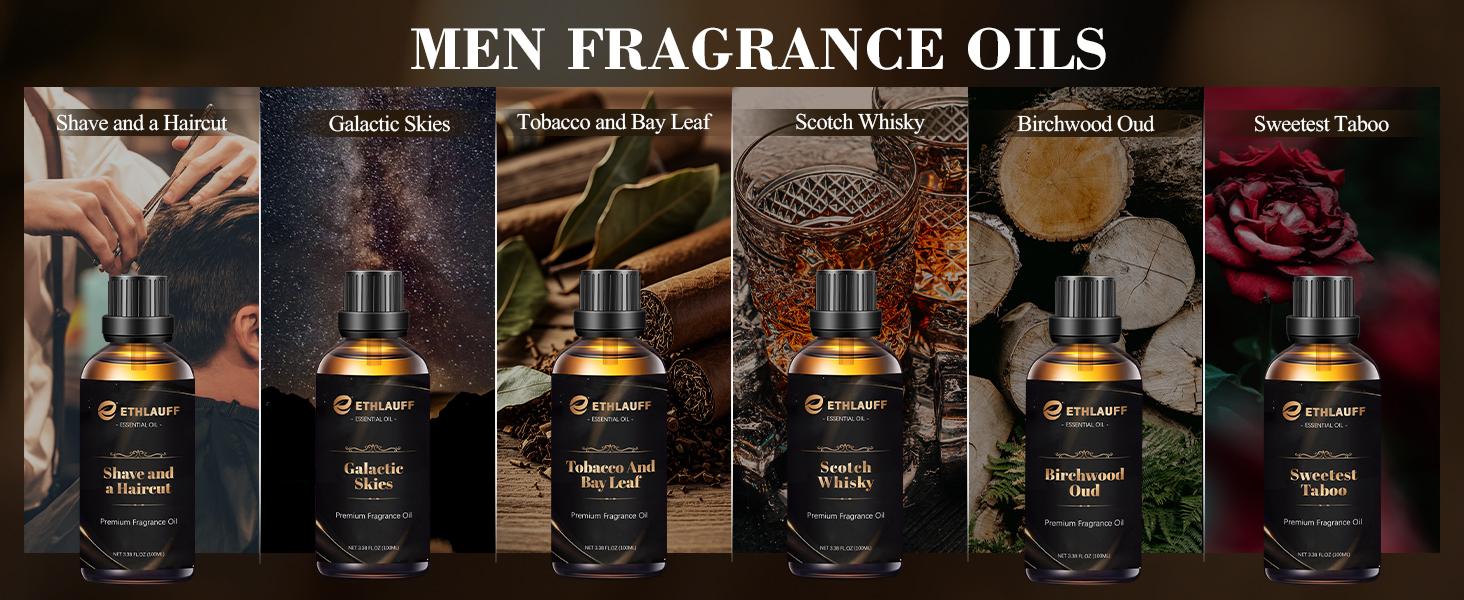 ETHLAUFF Premium Fragrance Oil 3.38FL.OZ - Birchwood Oud / Scotch Wiskey / Galactic Skies / Sweested Taboo, Expertly Layered Aroma Notes for Candle Making Soap Making & Diffusers