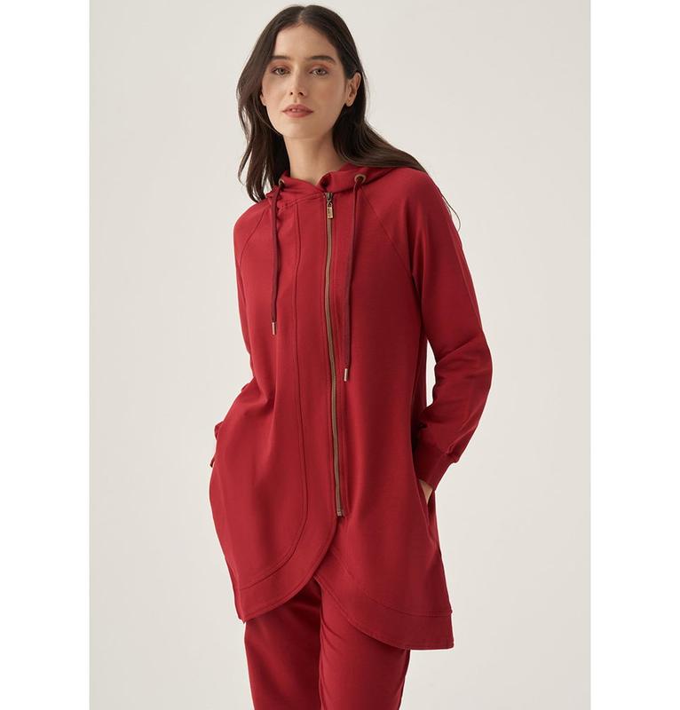 Modest Muslim Women's Side Zipper Tracksuit Set - 31082 Rose Red