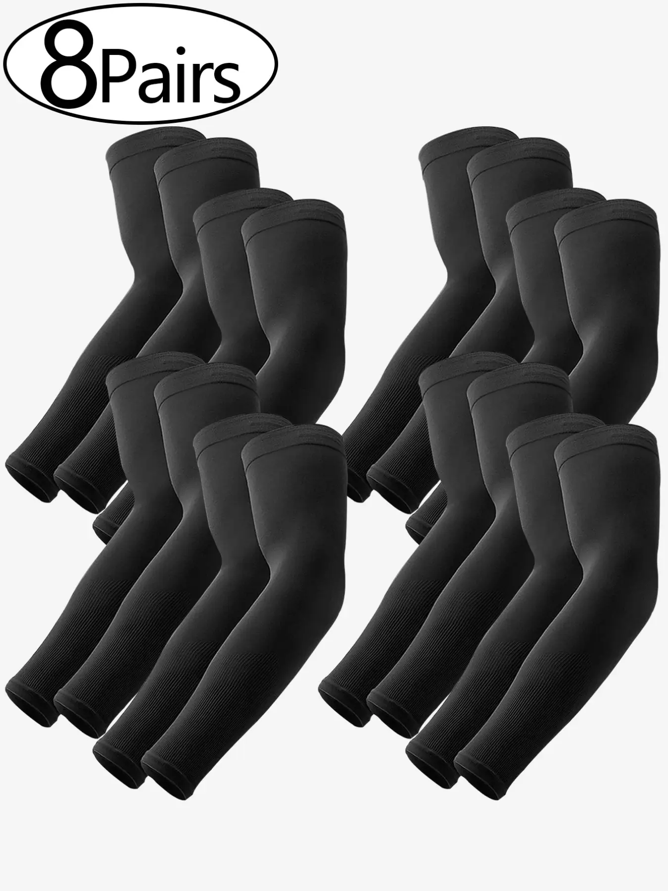 8 Pairs UV Sun Protection Arm Sleeves for Men and Women, Compression Cooling Sleeves, Sports, Workouts, Tattoo Cover