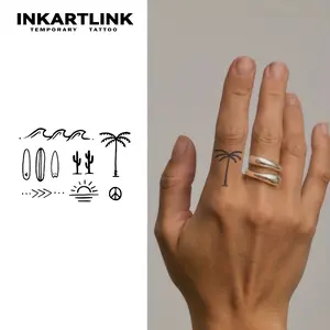 INKARTLINK Magic Tattoo 2 Sheets, Waterproof, Semi-permanent, Long-lasting, Temporary, Simple Fake Sticker, Beach Holiday , Party , Art Tattoo Temporarytattoo Sensitive