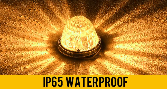 Partsam 2Pcs Glass Watermelon Lights Diamond-Shaped Lens Amber LED Side Marker Turn Signal Lamp with Stainless Steel Bezel Replacement for Peterbilt Freightliner Trucks Trailers RVs Bumper Under Glow