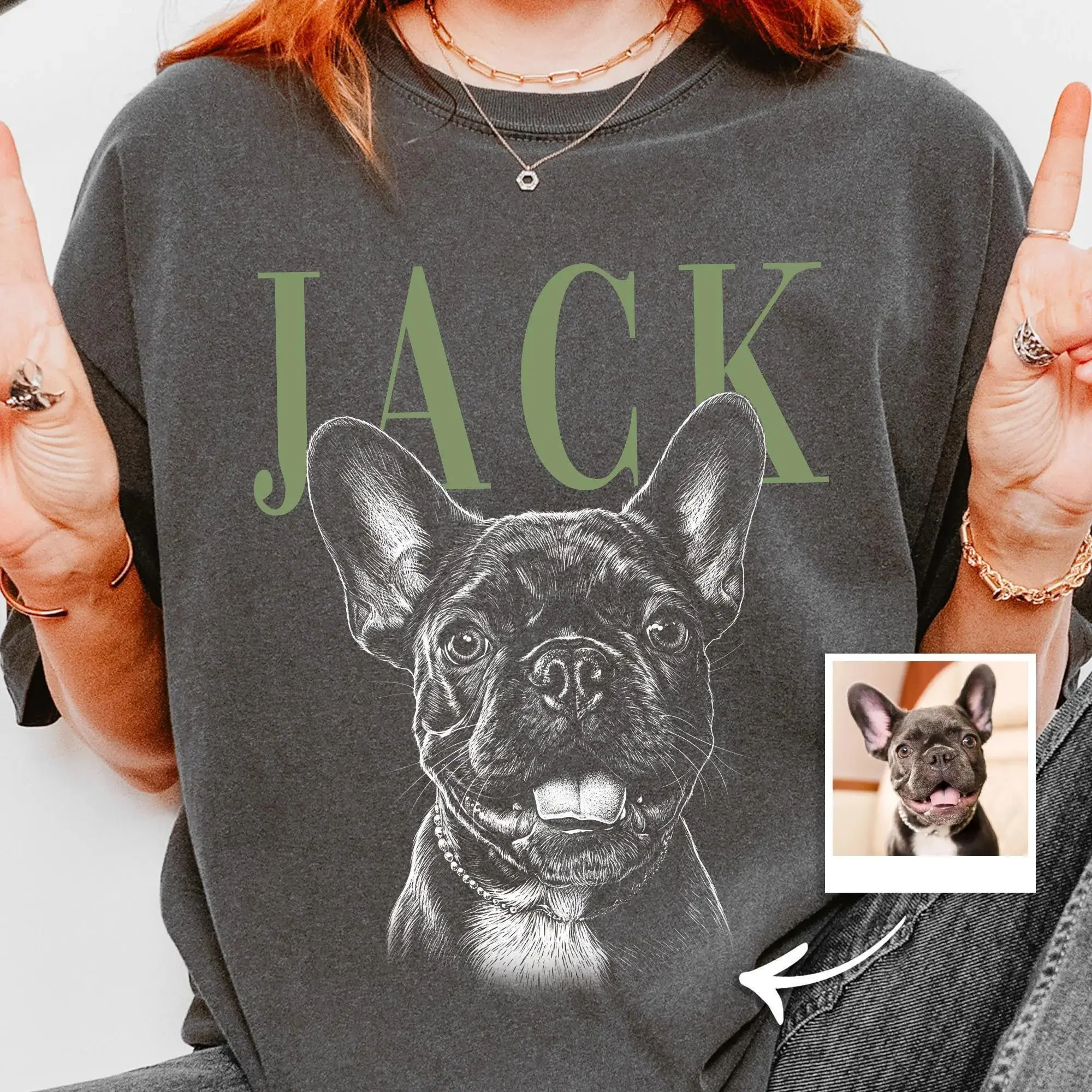Personalized Dog Portrait Comfort Colors Shirt, Sketch Style Pet Photo T-shirt, Custom Pet Photo Tee, Dog Face Tshirt With Name